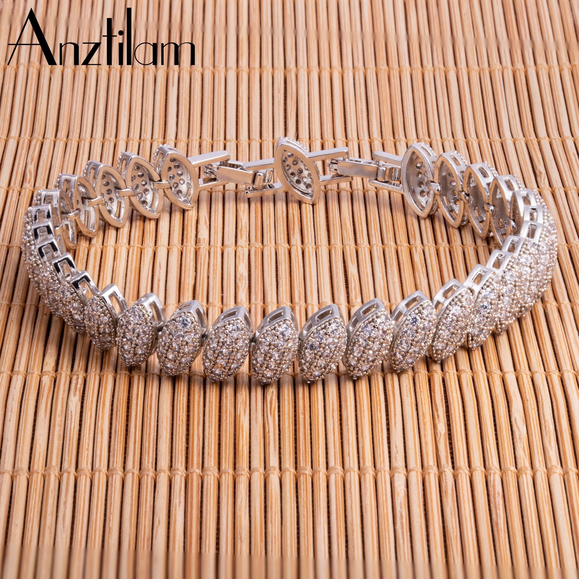 Anztilam Hip Hop Copper  Bling Icedout Bracelet Pave Setting AAA+