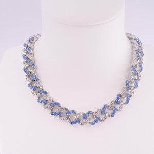 Blue crystal hip hop necklace for women miami cuban link chain rapper