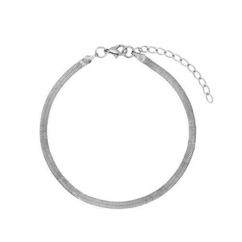 Caraquet Super Thin Flat Blade Snake Chain Anklets Minimalist Delicate