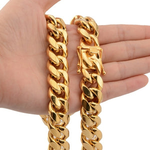 Granny Chic 8 18mm Wide 8 40inch Length Men Gold Color Stainless Steel