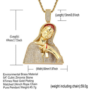 Hip Hop Pendants 2 Colors Necklace For Men Iced Out Bling Cubic Zircon