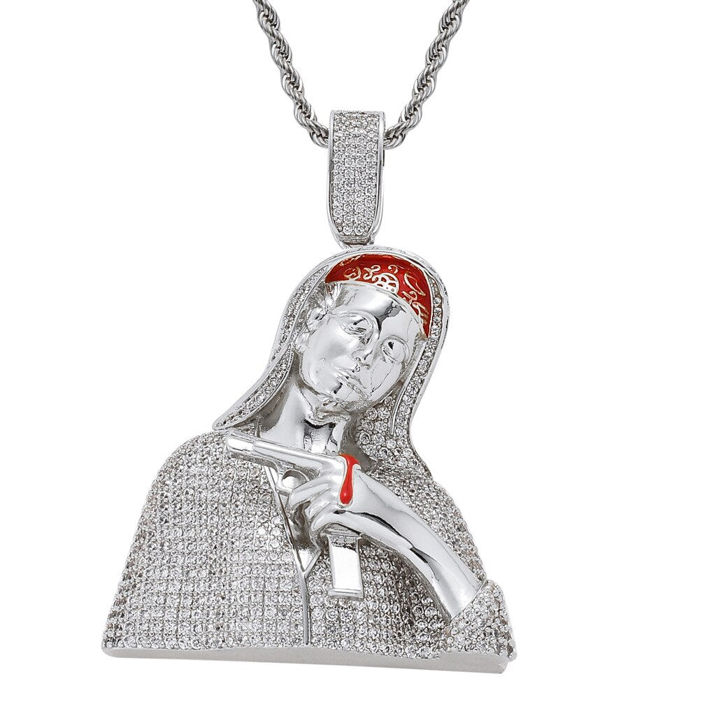 Hip Hop Pendants 2 Colors Necklace For Men Iced Out Bling Cubic Zircon