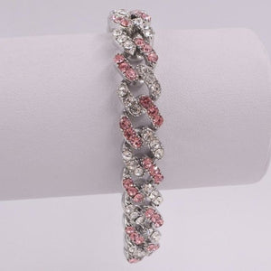 Iced out bling 12mm Rose gold silver color pink crystal bubble miami