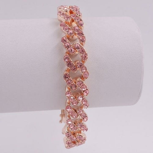 Iced out bling 12mm Rose gold silver color pink crystal bubble miami