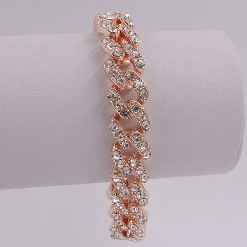 Iced out bling 12mm Rose gold silver color pink crystal bubble miami