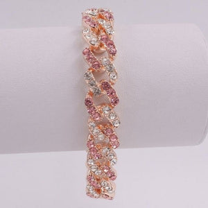 Iced out bling 12mm Rose gold silver color pink crystal bubble miami