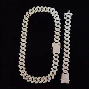 Men Hip Hop Chain Necklace 20mm heavy Rhombus Cuban Chains Iced Out