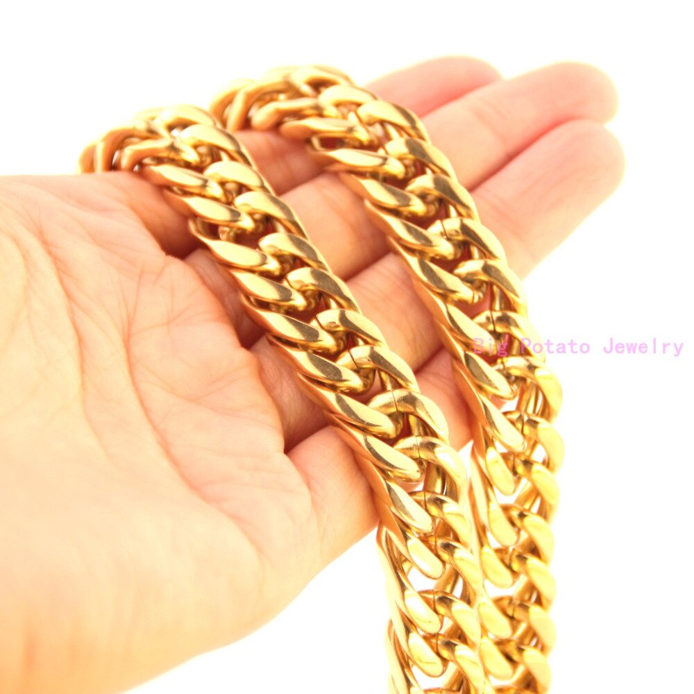 Perfect Gold 6/8/10/12/14mm Wide Cuban Link Chain Stainless Steel