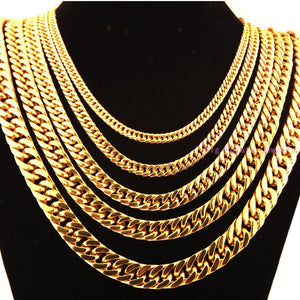 Perfect Gold 6/8/10/12/14mm Wide Cuban Link Chain Stainless Steel