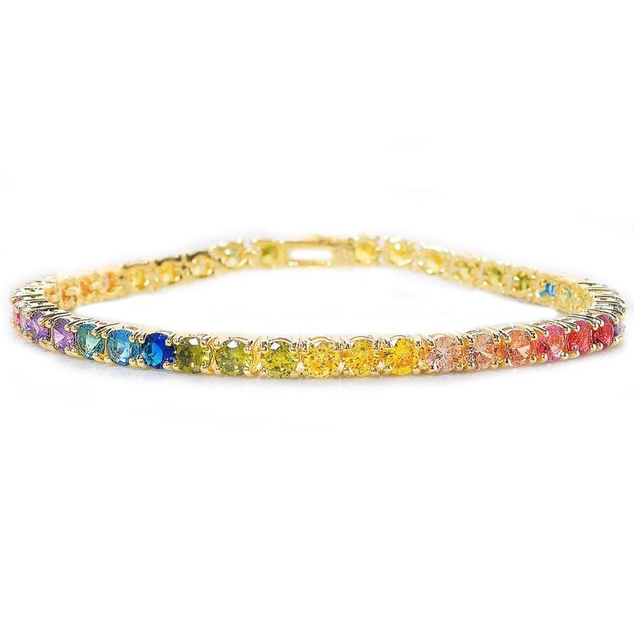 Rainbow 4mm Princess Cut Tennis Bracelet