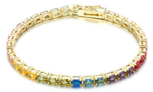 Rainbow 4mm Princess Cut Tennis Bracelet