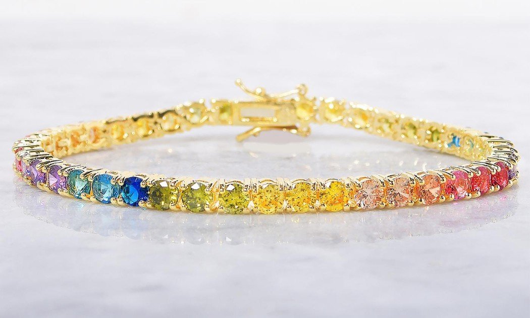 Rainbow 4mm Princess Cut Tennis Bracelet