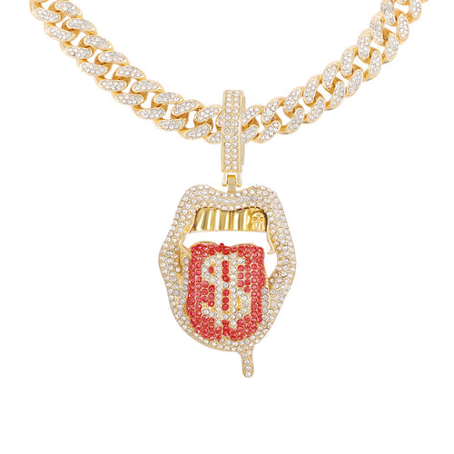 Iced Out Cash Mouth Pendant