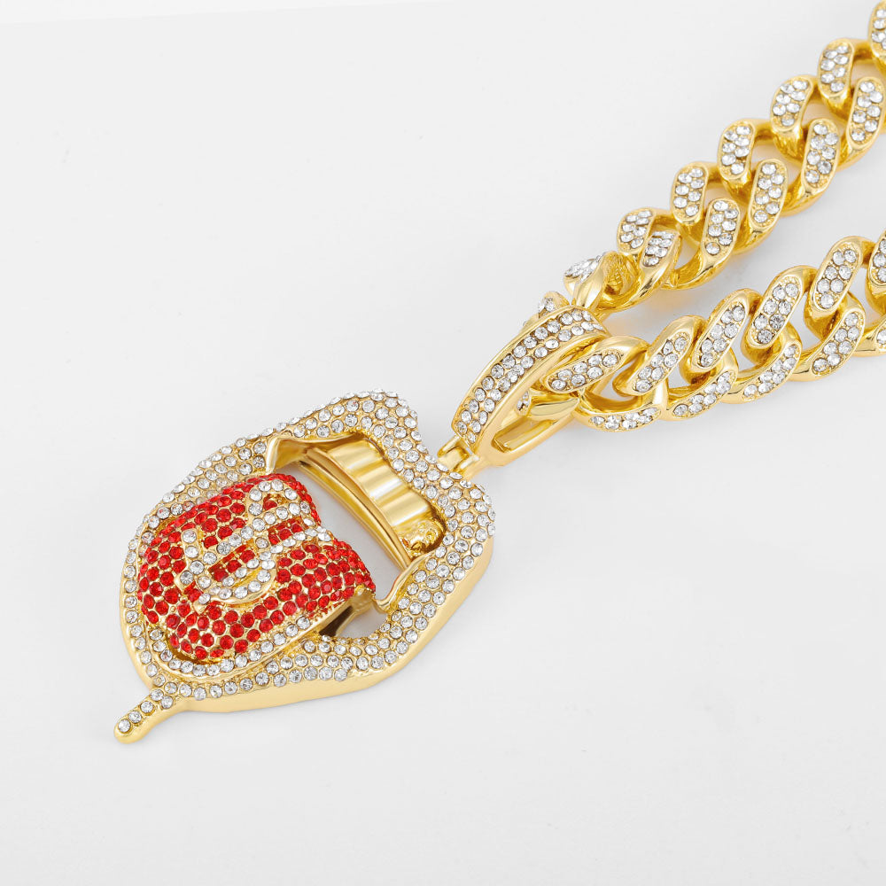 Iced Out Cash Mouth Pendant