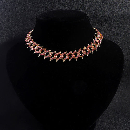 Crystal Spiky Cuban Choker