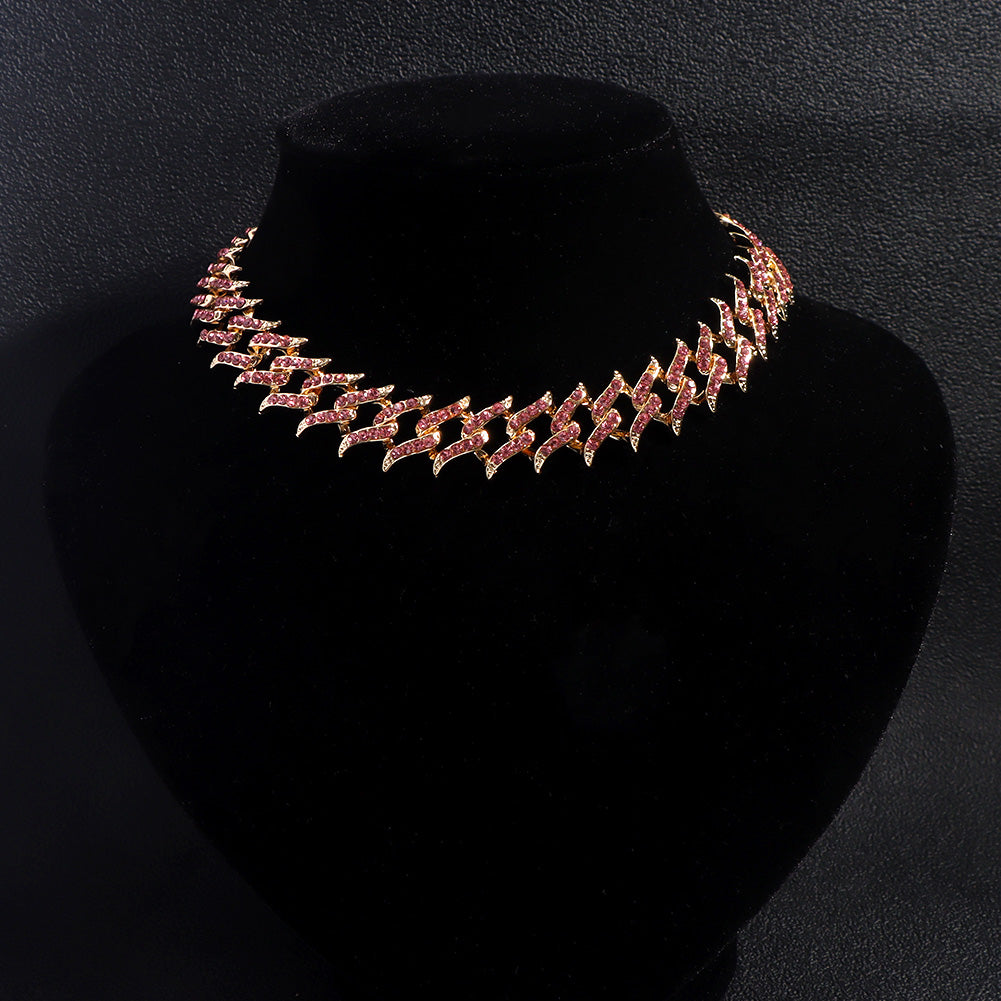 Crystal Spiky Cuban Choker