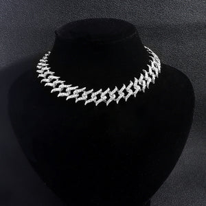 Crystal Spiky Cuban Choker